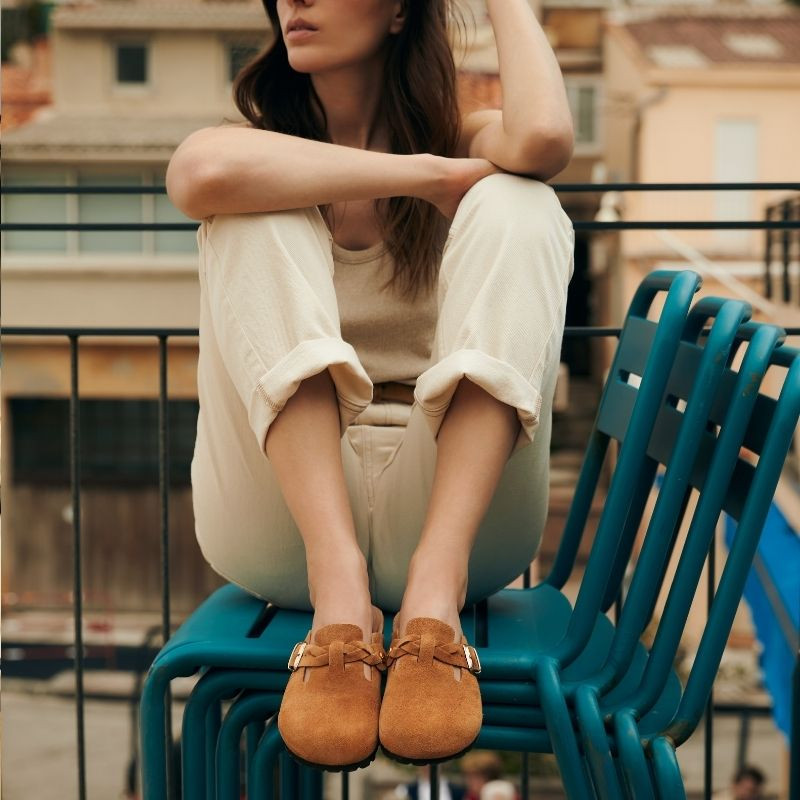 Mules Medina en cuir velours à boucles | Reqins