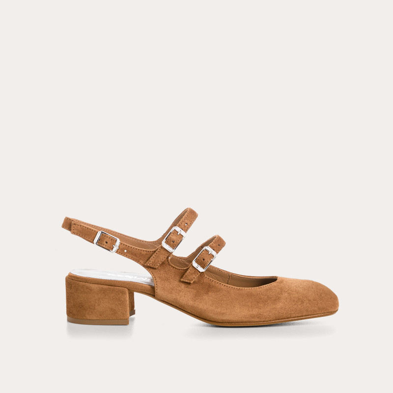 Rosewood Slingback Mary Janes in suede