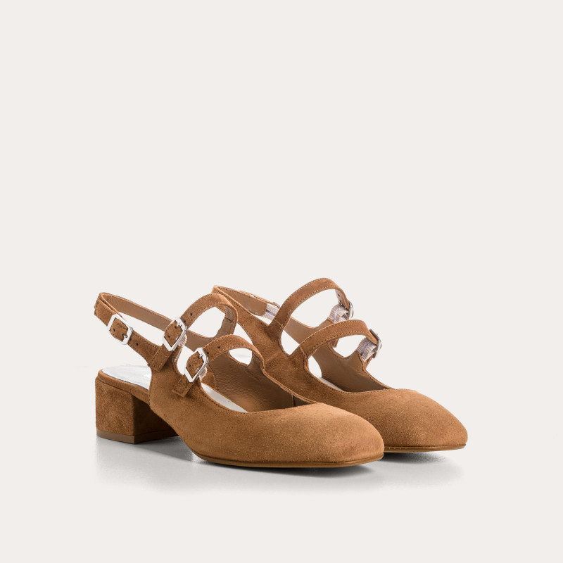 Babies slingback Rosewood en cuir velours | Reqins