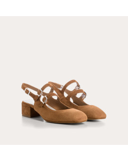 Babies slingback Rosewood en cuir velours | Reqins