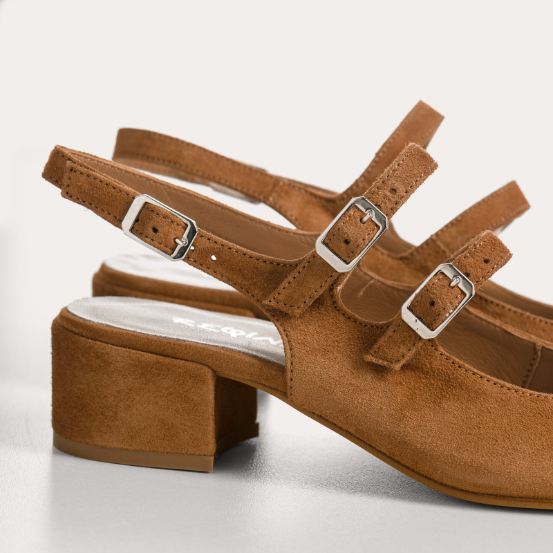 Rosewood Slingback Mary Janes in suede