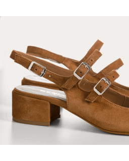 Babies slingback Rosewood en cuir velours | Reqins