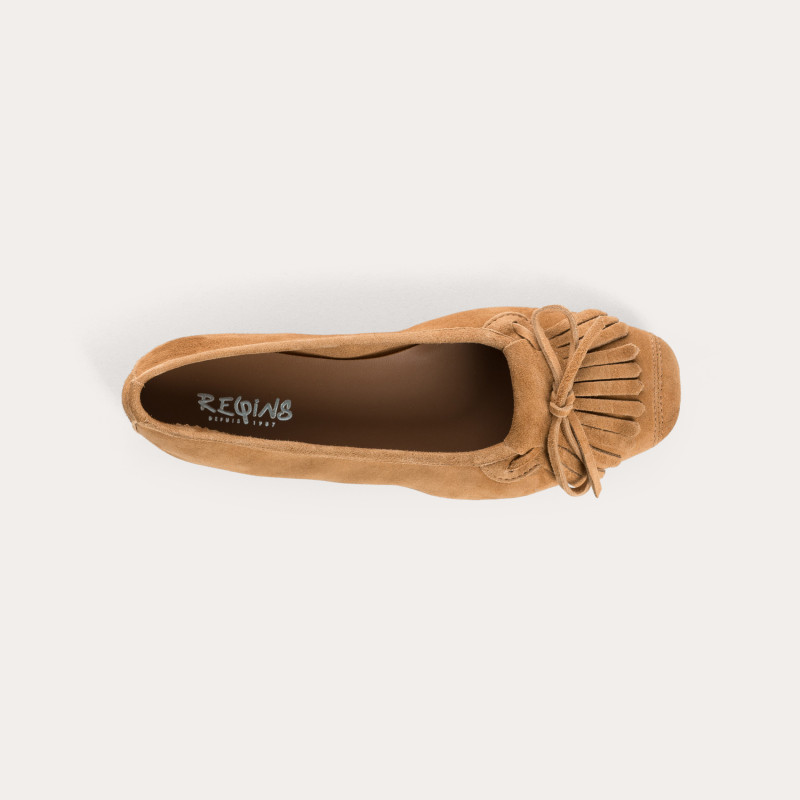Hindi leather velvet ballerinas with fringes