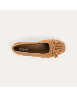 Hindi leather velvet ballerinas with fringes