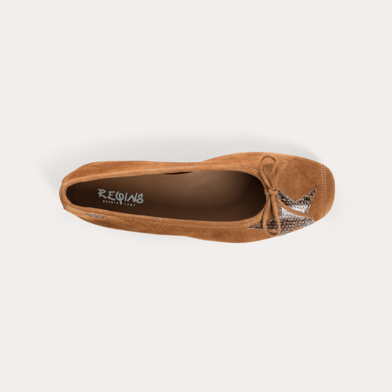 Hello suede/python print ballerinas | Reqins