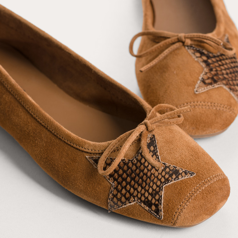Ballerines Hello en cuir velours imprimé python | Reqins