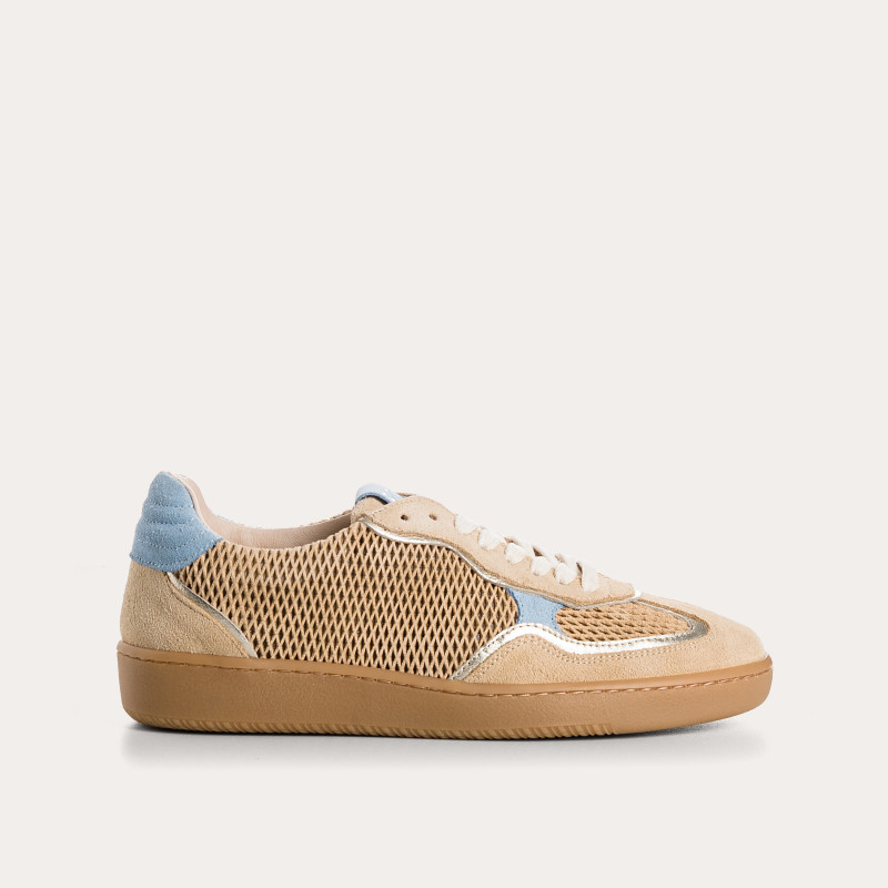 Orange Athena sneakers in perforated suede