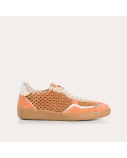 Orange Athena sneakers in perforated suede