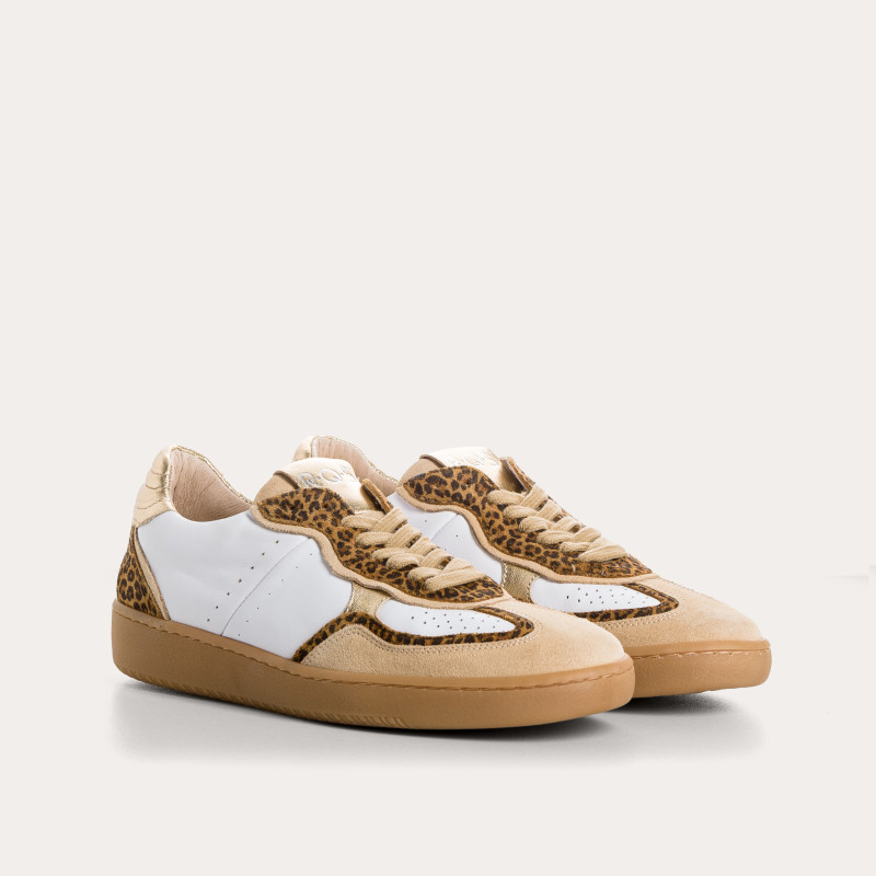 Athena women's leather and leopard print sneakers | Reqins