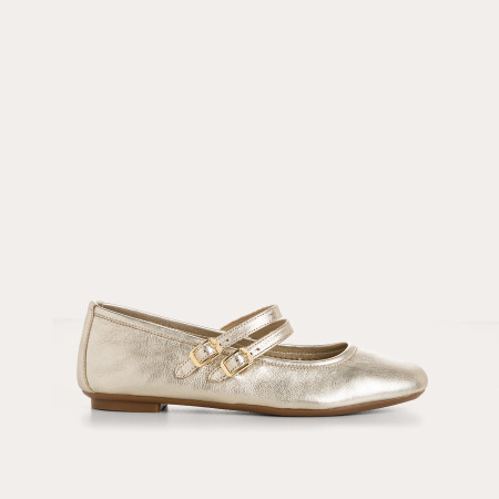 Mary Janes Holga platinum in shiny metallic leather