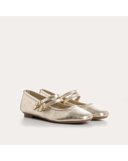 Mary Janes Holga platinum in shiny metallic leather