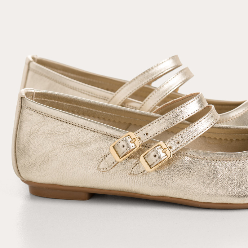 Mary Janes Holga platinum in shiny metallic leather