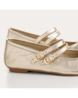 Mary Janes Holga platinum in shiny metallic leather