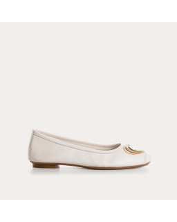 Holove white polka dot leather ballerinas | Reqins