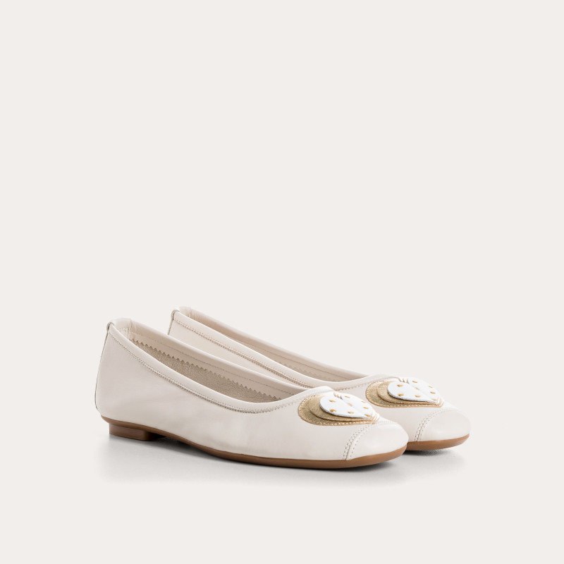 Holove white polka dot leather ballerinas | Reqins