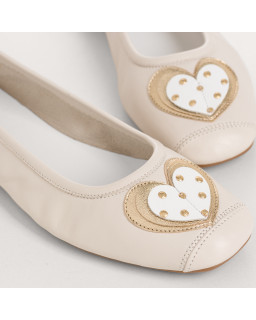 Holove white polka dot leather ballerinas | Reqins