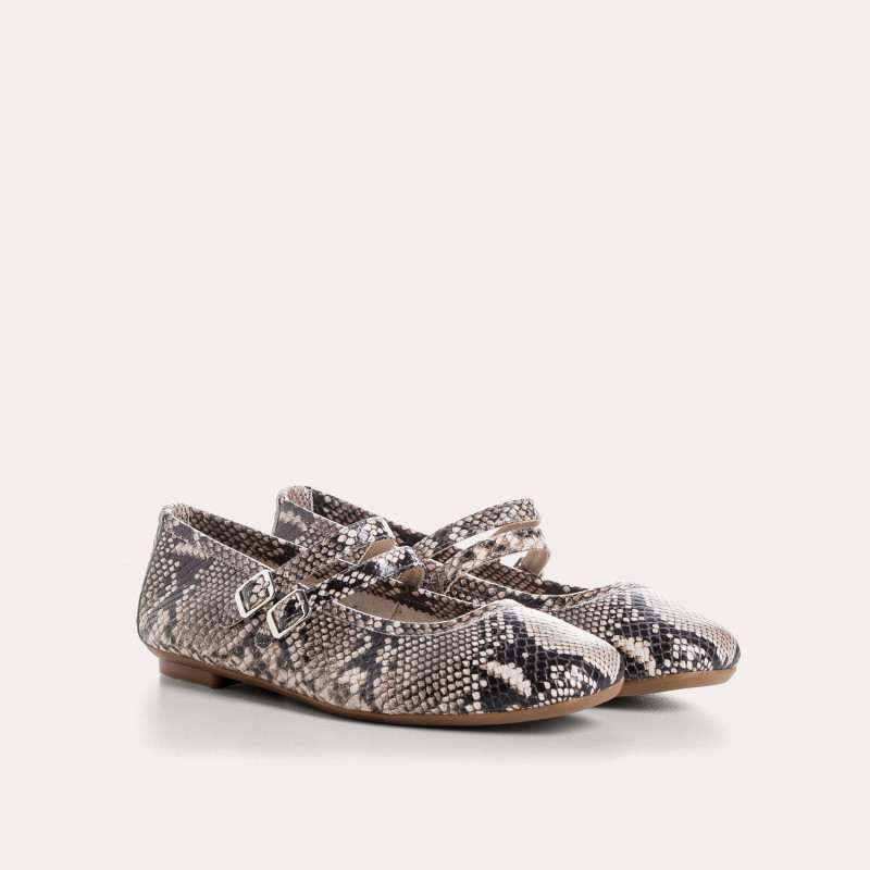 Mary Janes Holga printed leather python