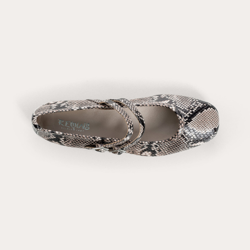 Mary Janes Holga printed leather python