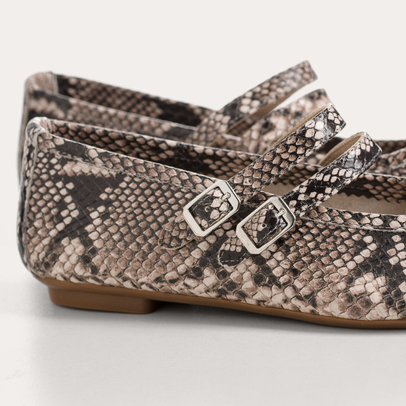 Mary Janes Holga printed leather python