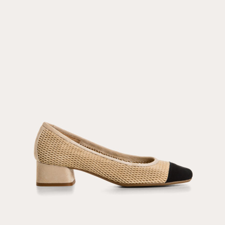 Ballerines Kana à talons en cuir velours perforé | Reqins