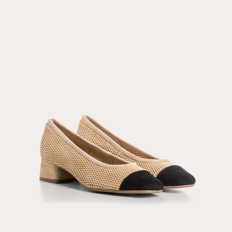 Kana heeled leather perforated ballerinas