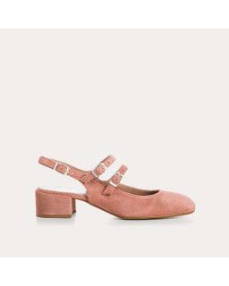 Babies slingback Rosewood en cuir velours | Reqins