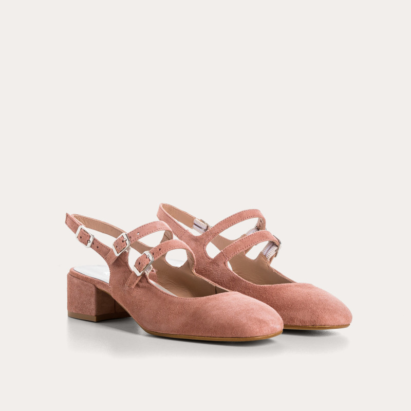 Rosewood Slingback Mary Janes in suede