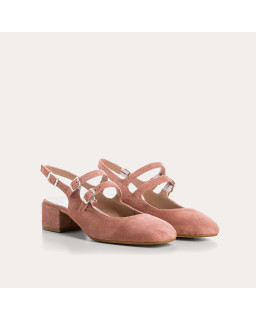 Babies slingback Rosewood en cuir velours | Reqins