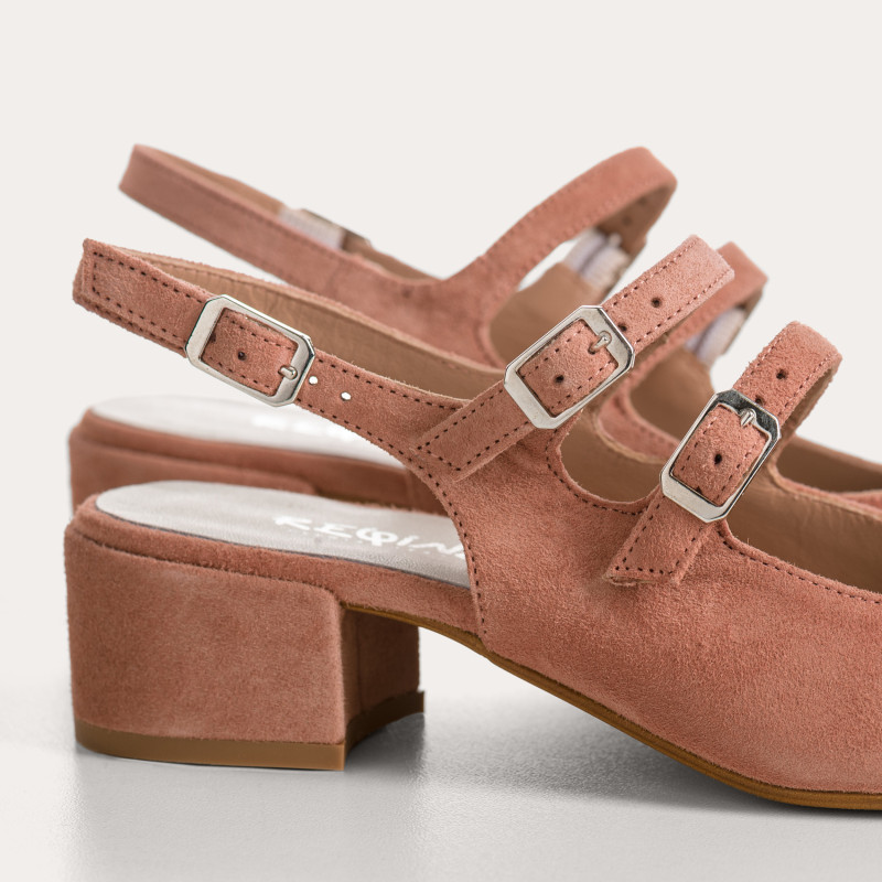 Babies slingback Rosewood en cuir velours | Reqins