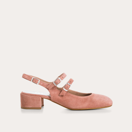 Babies slingback Rosewood en cuir velours | Reqins