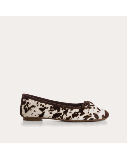 Harmony cow print leather square toe ballerinas | Reqins