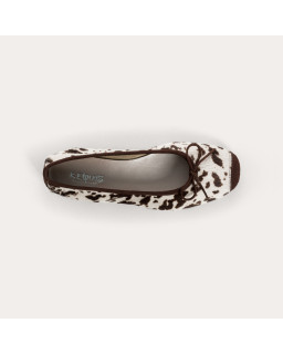 Harmony cow print leather square toe ballerinas | Reqins