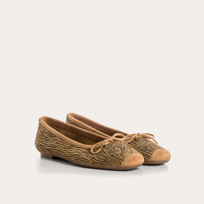 Ballerines Harmony zèbre en cuir velours | Reqins