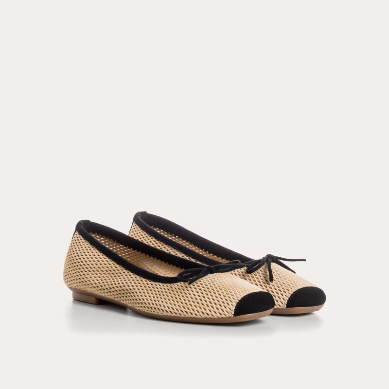 Harmony Ballerinas in perforated suede with square tip