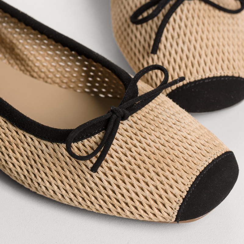 Harmony Ballerinas in perforated suede with square tip