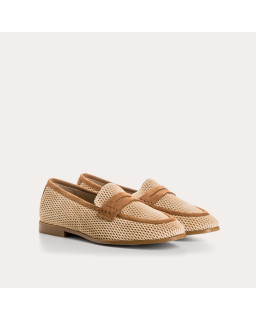 Mocassins Florine en cuir velours perforé bicolore | Reqins