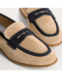 Mocassins Florine en cuir velours perforé bicolore | Reqins