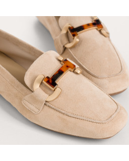 Hevano women's suede loafers with jewel buckle | Reqins