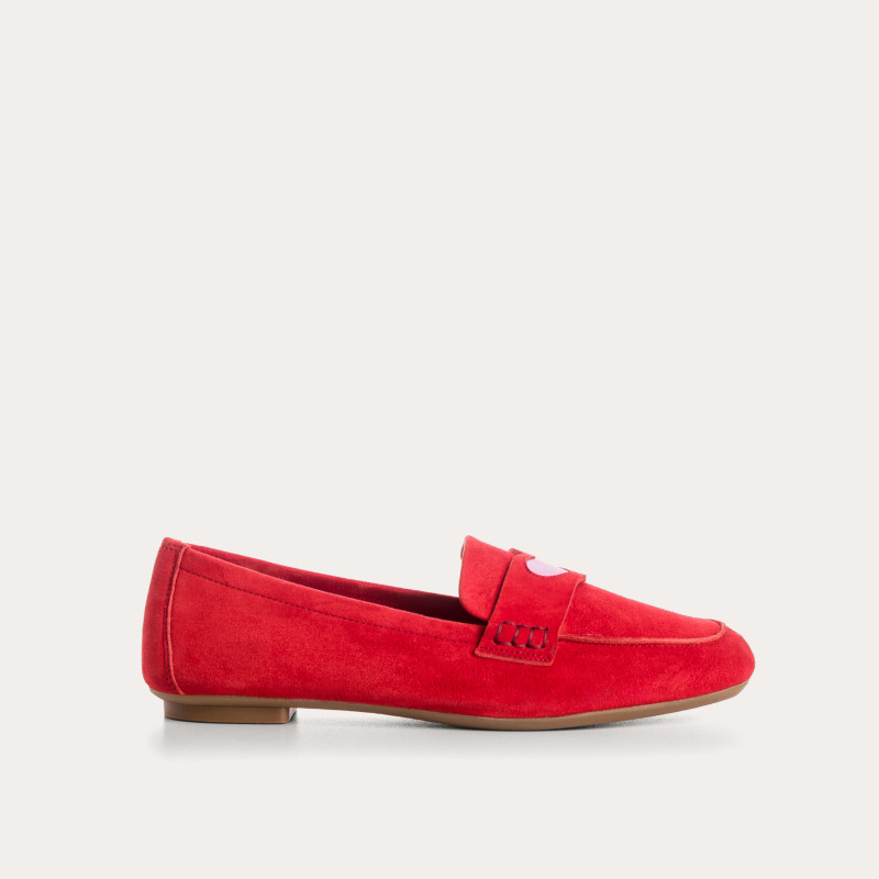 Mocassins Hymnia in velvet leather with embroidered heart