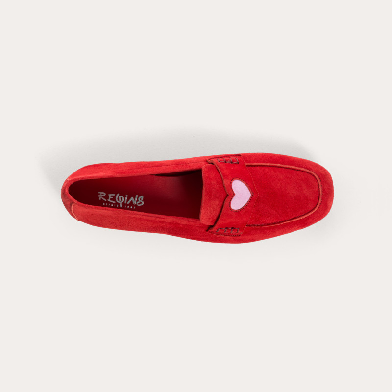 Hymnia women's suede loafers with embroidered heart | Reqins