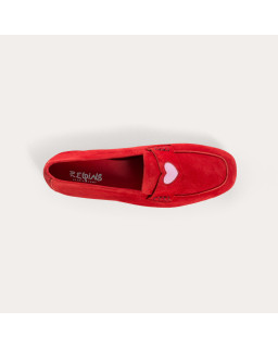 Mocassins Hymnia in velvet leather with embroidered heart