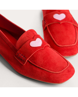 Mocassins Hymnia in velvet leather with embroidered heart