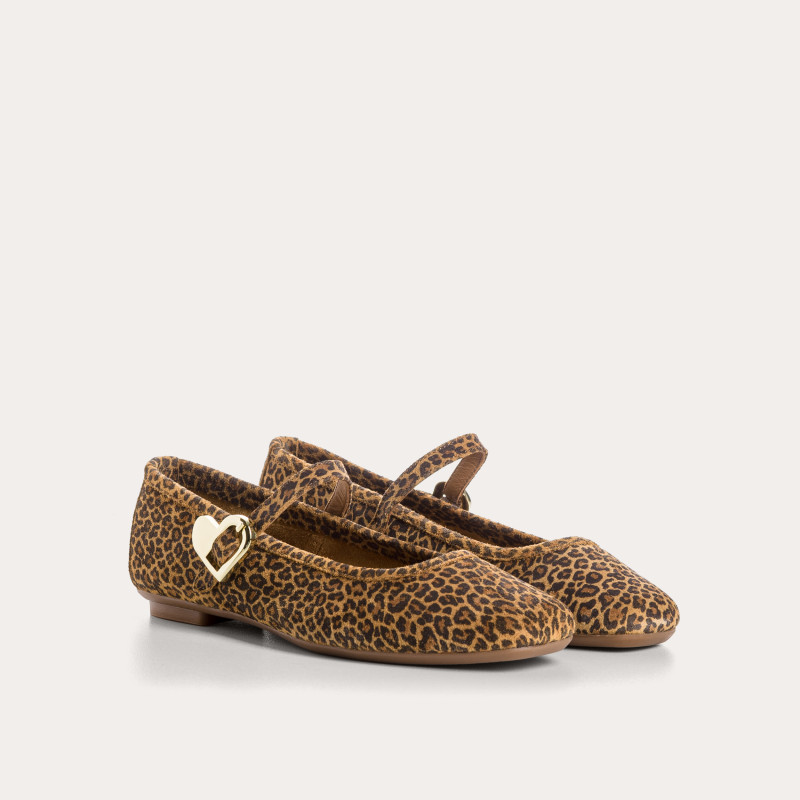 Mary Janes Hamor in suede leopard printed