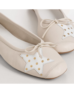 Ballerines Hello noir en cuir à pois | Reqins