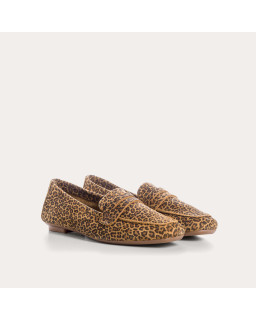 MOCASSINS HEMA CUIR VELOURS MINI LEOPARD