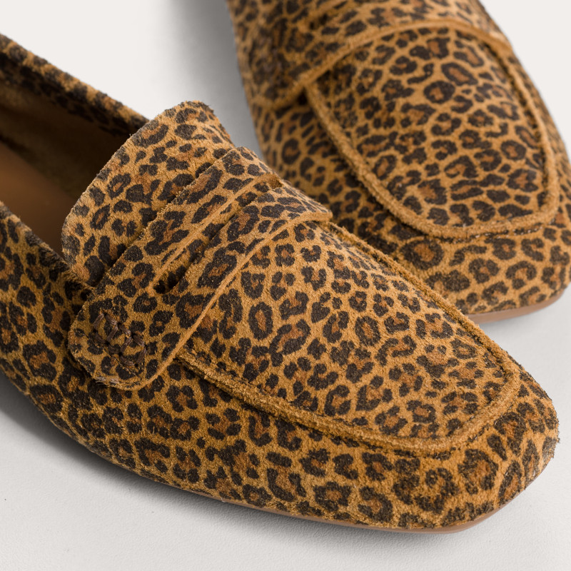 MOCASSINS HEMA CUIR VELOURS MINI LEOPARD