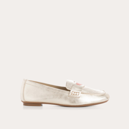 Mocassins Hymnia dorés à cœur brodé | Reqins