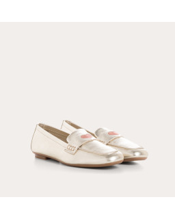 Mocassins Hymnia dorés à cœur brodé | Reqins