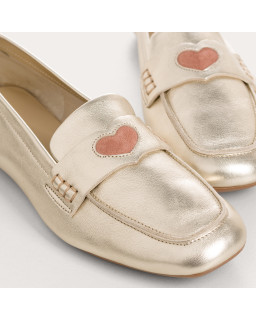 Mocassins Hymnia dorés à cœur brodé | Reqins