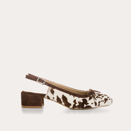 Slingback Reese printed leather cow ballerinas